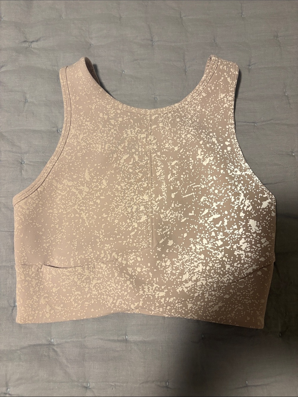lululemon athletica High-Neck Crop Top in Light Beige with Metallic Speckle